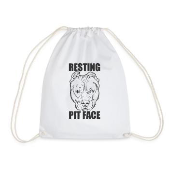 Resting Pit Face Pit Bull Dog Pet - Drawstring Bag - white - Front