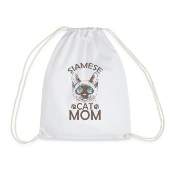 Siamese Cat Mom Pet Cat Breed - Drawstring Bag - white - Front