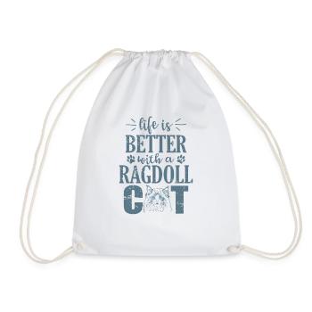La vie est meilleure avec un chat Ragdoll Chat domestique - Sac de sport léger - blanc - Devant