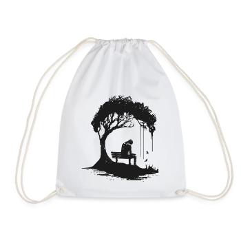 Minimal Design, Tree, Silhouette, Lonely, Nature - Drawstring Bag - white - Front