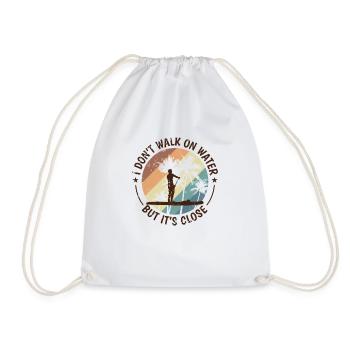 I don't walk on water but it's close SUP - Drawstring Bag - white - Front