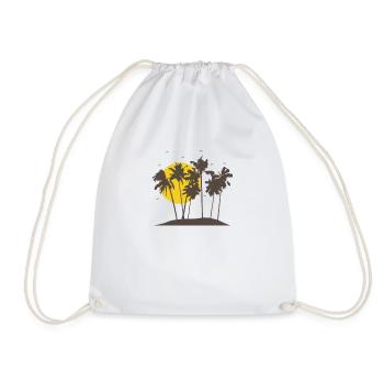 Palm trees on the beach on an island vacation - Drawstring Bag - white - Front