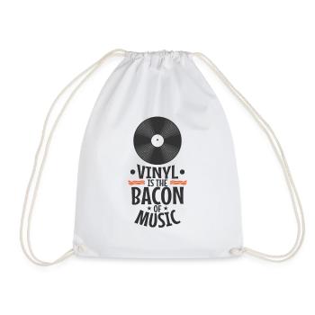Vinyl is the Bacon of Music record - Drawstring Bag - white - Front