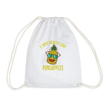 I Just Really Like Pineapples Fruit - Drawstring Bag - white - Front