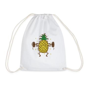 Pineapple makes fitness with weight lifting fruit - Drawstring Bag - white - Front