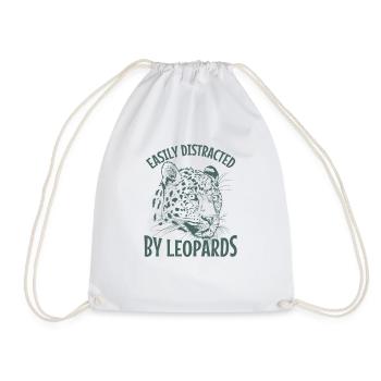 Easily Distracted by Leopards Raubkatze - Drawstring Bag - white - Front