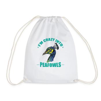 I'm Crazy into Peafowls Bird Feathers - Drawstring Bag - white - Front