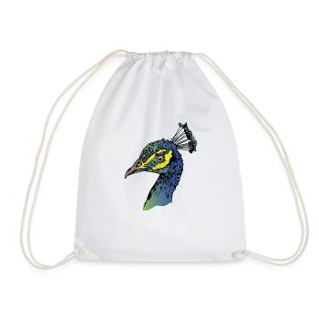 Peacock Bird Colors Animal Zoo - Drawstring Bag - white - Front
