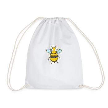 weird bee animals nature beekeeper - Drawstring Bag - white - Front