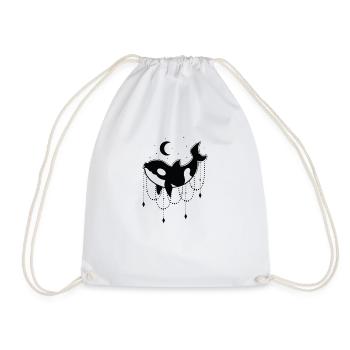 Orca with chains in front of moon - Drawstring Bag - white - Front