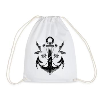 Design Anchor for Angler Fishing - Drawstring Bag - white - Front