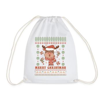 Ugly Christmas Sweater - Drawstring Bag - white - Front
