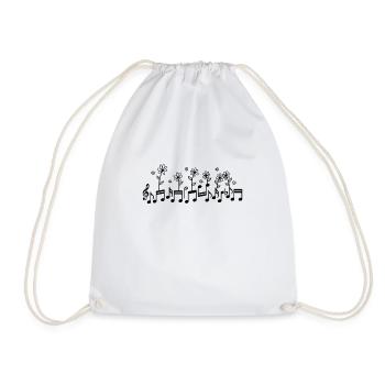 Notes de musique avec musique de fleurs - Sac de sport léger - blanc - Devant