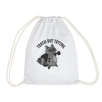 Trash but Trying Raccoon Nocturnal - Drawstring Bag - white - Front