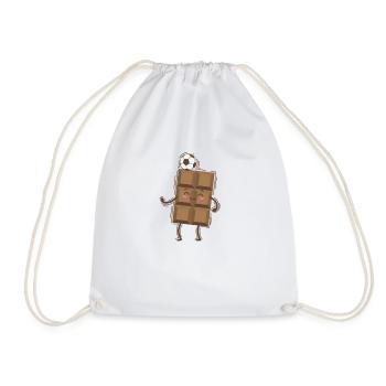 Bar of chocolate playing football candy - Drawstring Bag - white - Front