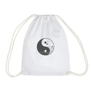 Berge Yin and Yang Symbol Zeichen - Turnbeutel - Weiß - Vorne