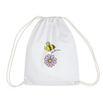 Bee with Flower Animals Nature Beekeeper - Drawstring Bag - white - Front