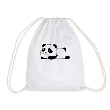 lazy panda - Drawstring Bag - white - Front