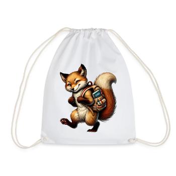 Start of school with fun: Fox for school beginners - Drawstring Bag - white - Front