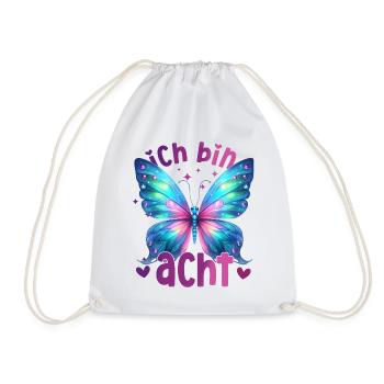Geburtstag 8 Mädchen Schmetterling Achter 8 Jahre - Turnbeutel - Weiß - Vorne