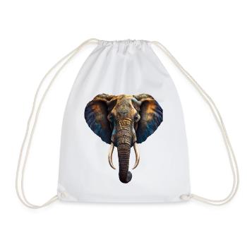 Afrikanischer Elefant mit Indian Style Tattoo - Turnbeutel - Weiß - Vorne