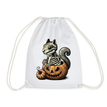 Motif d’écureuil squelette dans une citrouille - Sac de sport léger - blanc - Devant