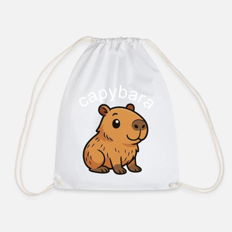 Süßes Cartoon Capybara, süß und chillig - Turnbeutel - Weiß