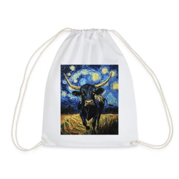 Vache Vaches Taureau Style Van Gogh Étoilé - Sac de sport léger - blanc - Devant