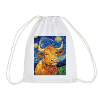 Vache Vaches Taureau Style Van Gogh Étoilé - Sac de sport léger - blanc - Devant
