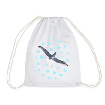 Freedom bird with heart motifs seagull be free - Drawstring Bag - white - Front