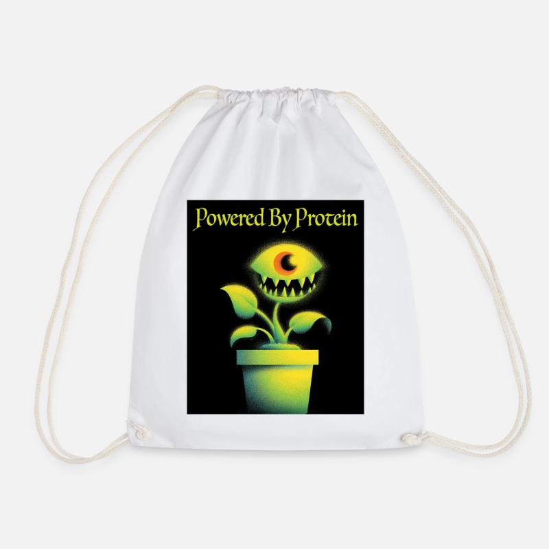 Futuristic plant with monster eyes - Drawstring Bag - white