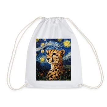 Guépard Léopard Style Van Gogh Étoilé - Sac de sport léger - blanc - Devant