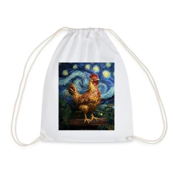 Poulet Coq Poulets Style Van Gogh Étoilé - Sac de sport léger - blanc - Devant