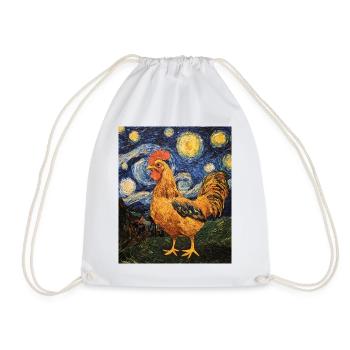 Poulet Coq Poulets Style Van Gogh Étoilé - Sac de sport léger - blanc - Devant