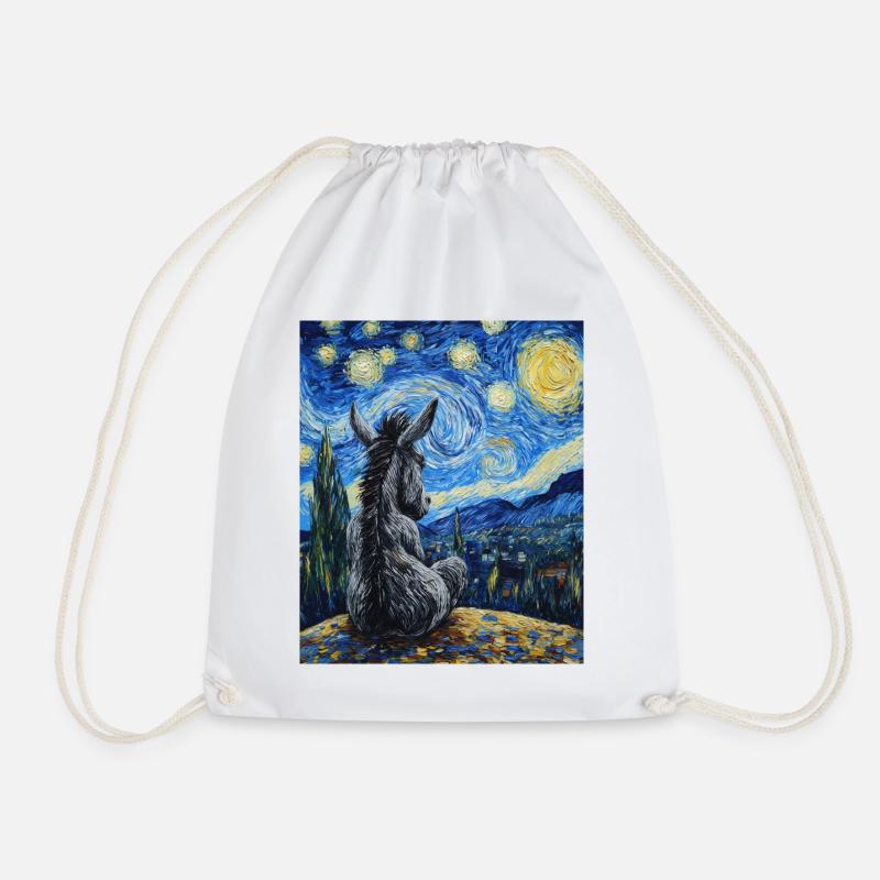 Esel Donkey Van Gogh Style Starry Night - Turnbeutel - Weiß