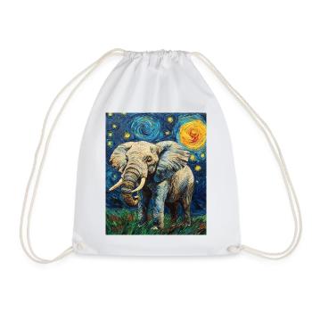 Éléphant Van Gogh Style Nuit étoilée - Sac de sport léger - blanc - Devant