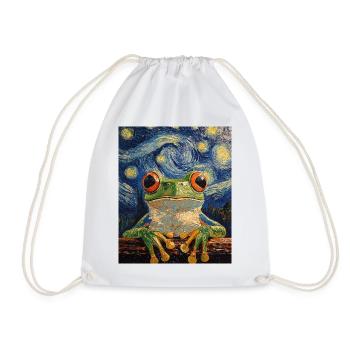 Frosch Frösche Van Gogh Style Starry Night - Turnbeutel - Weiß - Vorne