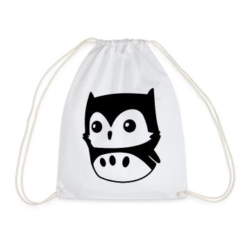 Owl Kawaii – cute owl motif in cartoon style - Drawstring Bag - white - Front