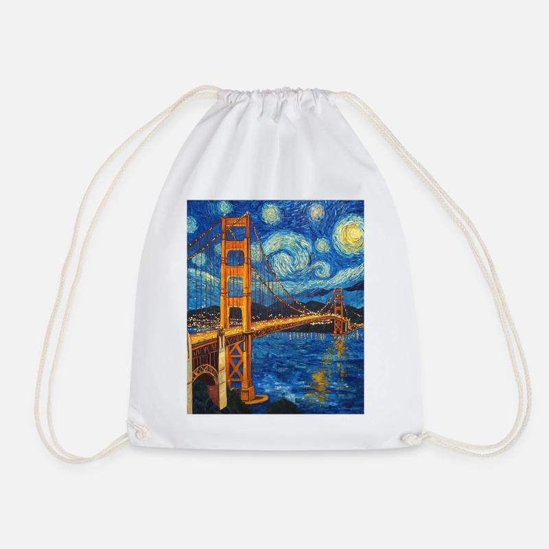 San Francisco Golden Gate Bridge Van Gogh Style - Turnbeutel - Weiß