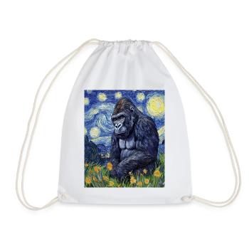 Gorille Gorille Singe Style Van Gogh Nuit étoilée - Sac de sport léger - blanc - Devant
