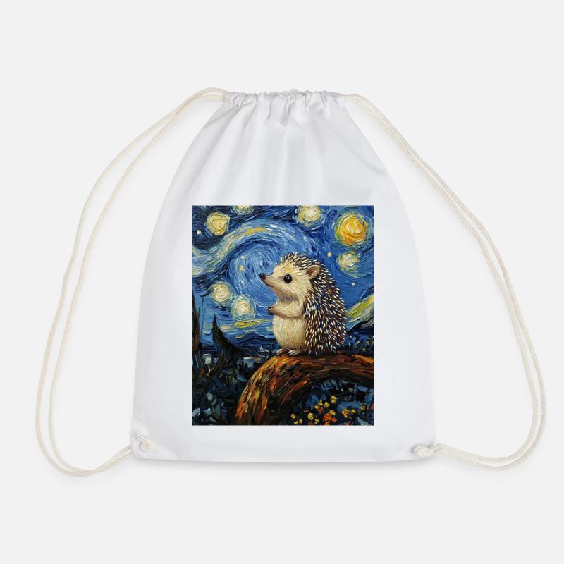  Igel Van Gogh Style Starry Night - Turnbeutel - Weiß