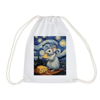 Souris mange du fromage Nuit étoilée à la Van Gogh - Sac de sport léger - blanc - Devant