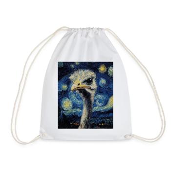 Strauß ostrich Vogel Van Gogh Style Starry Night - Turnbeutel - Weiß - Vorne