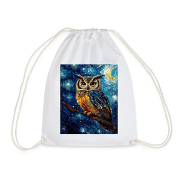 hibou oiseau style van gogh nuit étoilée - Sac de sport léger - blanc - Devant