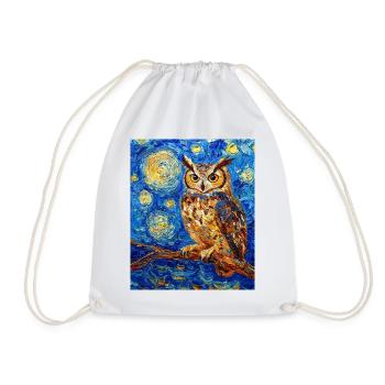 hibou oiseau style van gogh nuit étoilée - Sac de sport léger - blanc - Devant