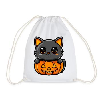 Cat Halloween Cat Comic - Drawstring Bag - white - Front