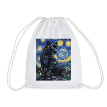 Panther Van Gogh Style Starry Night - Drawstring Bag - white - Front