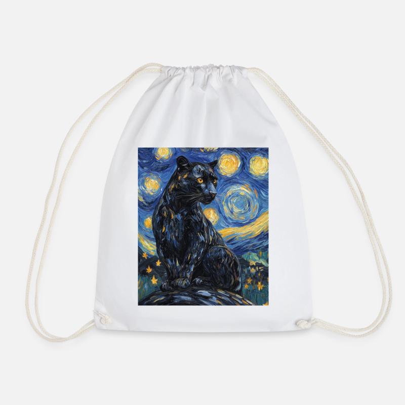 Panther Van Gogh Style Starry Night - Turnbeutel - Weiß