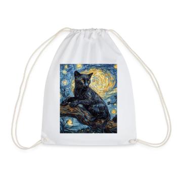 Panther Van Gogh Style Starry Night - Drawstring Bag - white - Front