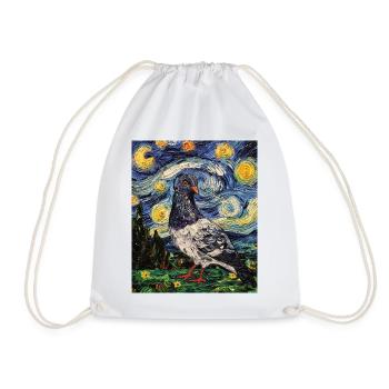 Colombe Oiseau Van Gogh Style Nuit étoilée - Sac de sport léger - blanc - Devant